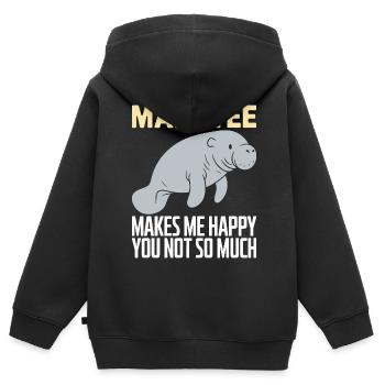 Manatee - Kids Premium Organic Zip-up Hoodie - black - Back - AI Model Kid Male (0cm)