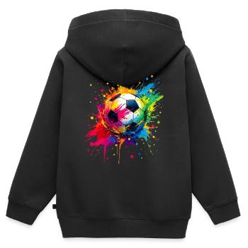 Fußball, Fußball, Fußball, leidenschaftlicher Fan, Unterstützer - Kinder Premium Organic Zip Hoodie - Schwarz - Hinten - AI Model Kid Male (0cm)