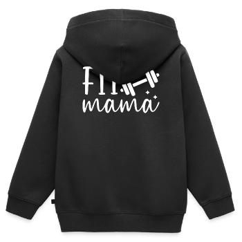 Fit Mama avec haltère - Sweat Premium à capuche zippé enfant bio - noir - Dos - AI Model Kid Male (0cm)