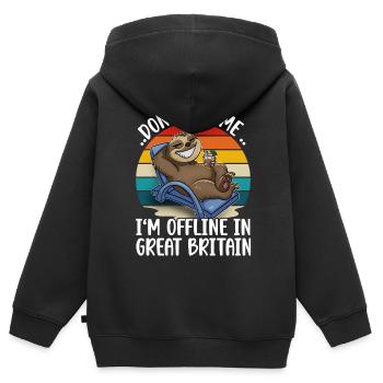 Vacances Royaume-Uni - Sweat Premium à capuche zippé enfant bio - noir - Dos - AI Model Kid Male (0cm)