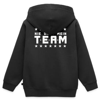 Mon équipe - Sweat Premium à capuche zippé enfant bio - noir - Dos - AI Model Kid Male (0cm)