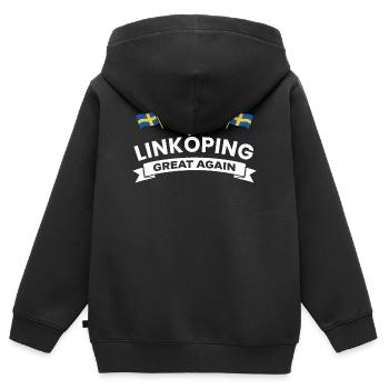 Linköping Une cohésion plus forte - Sweat Premium à capuche zippé enfant bio - noir - Dos - AI Model Kid Male (0cm)