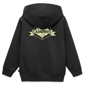 Bergcamping Naturpanorama Abzeichen - Kinder Premium Organic Zip Hoodie - Schwarz - Hinten - AI Model Kid Male (0cm)