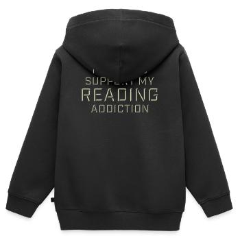 Je travaille pour soutenir mon logo de livres sur la dépendance à la lecture - Sweat Premium à capuche zippé enfant bio - noir - Dos - AI Model Kid Male (0cm)