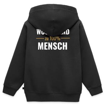 Wochenendmensch – Zu 100% - Kinder Premium Organic Zip Hoodie - Schwarz - Hinten - AI Model Kid Male (0cm)