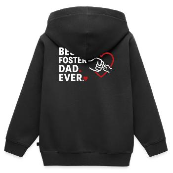 Meilleur papa d’accueil de tous les temps - Sweat Premium à capuche zippé enfant bio - noir - Dos - AI Model Kid Male (0cm)