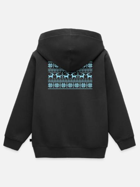 Frohe Weihnachten Muster 1 - Kinder Premium Organic Zip Hoodie - Schwarz