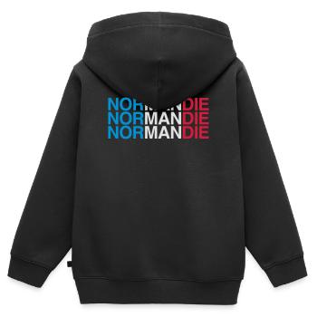 NORMANDIE Frankreich France Flag - Kinder Premium Organic Zip Hoodie - Schwarz - Hinten - AI Model Kid Male (0cm)