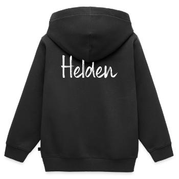 Helden Held Heldin Sieger Gewinner - Kinder Premium Organic Zip Hoodie - Schwarz - Hinten - AI Model Kid Male (0cm)