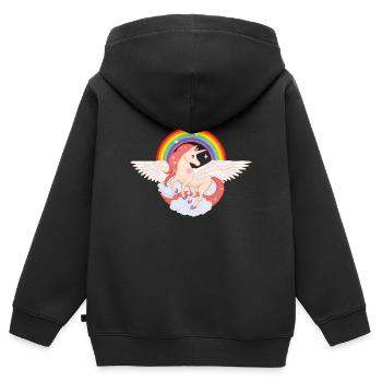 Pegasus Einhorn 01 - Kinder Premium Organic Zip Hoodie - Schwarz - Hinten - AI Model Kid Male (0cm)