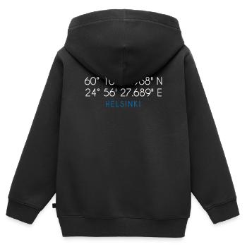 Helsinki Finnland Koordinaten - Kinder Premium Organic Zip Hoodie - Schwarz - Hinten - AI Model Kid Male (0cm)