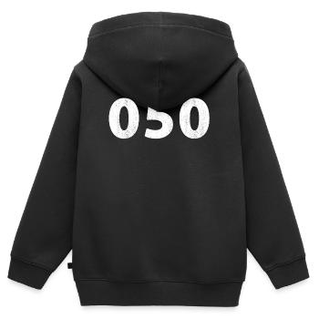 050 Groningen Haren Bedum Eelde Aduard Peize Onnen - Sweat Premium à capuche zippé enfant bio - noir - Dos - AI Model Kid Male (0cm)