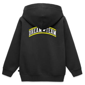 Dream Team Teamwork - Kinder Premium Organic Zip Hoodie - Schwarz - Hinten - AI Model Kid Male (0cm)