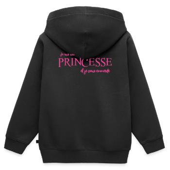 logo_princesse_rose - Sweat Premium à capuche zippé enfant bio - noir - Dos - AI Model Kid Male (0cm)