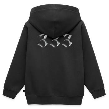 Angel Nummer 333 Unterstützung - Kinder Premium Organic Zip Hoodie - Schwarz - Hinten - AI Model Kid Male (0cm)