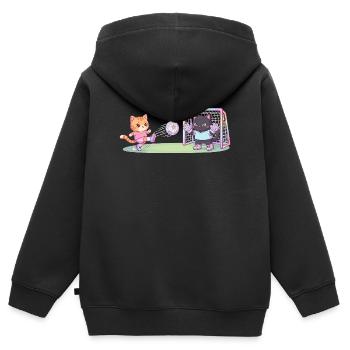 Cute Cats Playing Football Striker Goalkeeper Kids - Kids Premium Organic Zip-up Hoodie - black - Back - AI Model Kid Male (0cm)