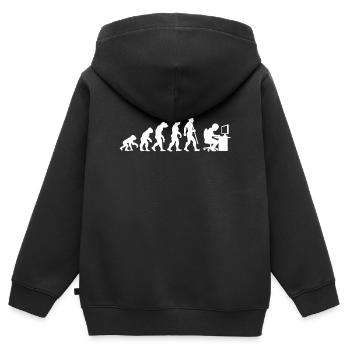 Revenez en arrière, on a merdé - Evolution Lustig Humour - Sweat Premium à capuche zippé enfant bio - noir - Dos - AI Model Kid Male (0cm)