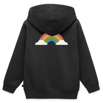 Regenbogen und Wolken - Kinder Premium Organic Zip Hoodie - Schwarz - Hinten - AI Model Kid Male (0cm)