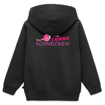 Muddy run shirt mud Matsch Laufshirt Team Schnecke - Kinder Premium Organic Zip Hoodie - Schwarz - Hinten - AI Model Kid Male (0cm)