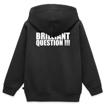 Excellente question - Sweat Premium à capuche zippé enfant bio - noir - Dos - AI Model Kid Male (0cm)