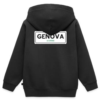 Ortsschild Genua - Kinder Premium Organic Zip Hoodie - Schwarz - Hinten - AI Model Kid Male (0cm)