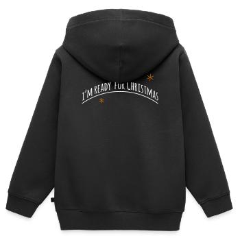 now im ready for christmas > Vectorgraphic - Kinder Premium Organic Zip Hoodie - Schwarz - Hinten - AI Model Kid Male (0cm)