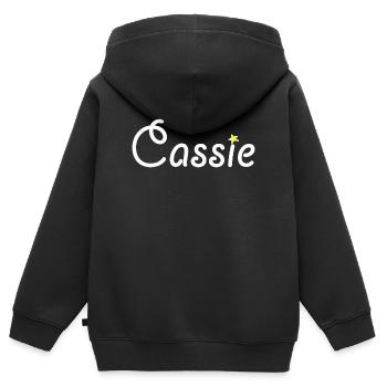 Cassie - Sweat Premium à capuche zippé enfant bio - noir - Dos - AI Model Kid Male (0cm)