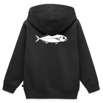 truite - Sweat Premium à capuche zippé enfant bio - noir - Dos - AI Model Kid Male (0cm)