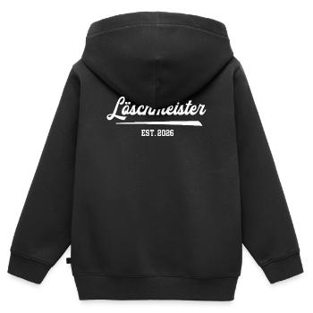 Feuerwehr Löschmeister 2026 FFW Loeschmeister - Kinder Premium Organic Zip Hoodie - Schwarz - Hinten - AI Model Kid Male (0cm)