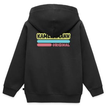 Kameramann - Kinder Premium Organic Zip Hoodie - Schwarz - Hinten - AI Model Kid Male (0cm)