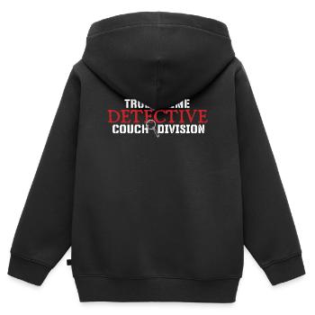 True Crime Detective Couch Division Mystery - Kinder Premium Organic Zip Hoodie - Schwarz - Hinten - AI Model Kid Male (0cm)