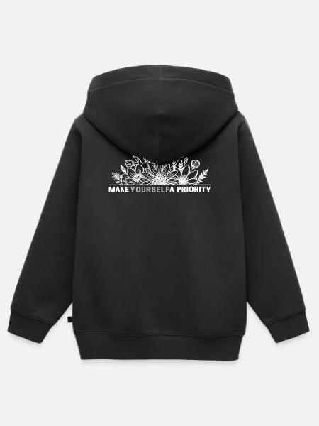 Blumenmandala Priorität auf Dich - Kinder Premium Organic Zip Hoodie - Schwarz
