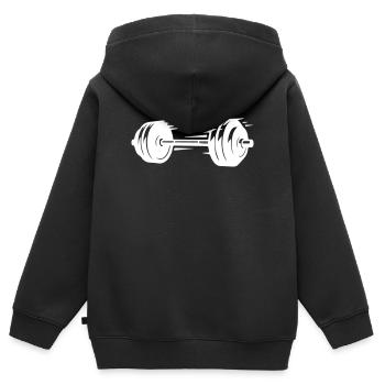 Langhantel Symbol Hanteln - Kinder Premium Organic Zip Hoodie - Schwarz - Hinten - AI Model Kid Male (0cm)