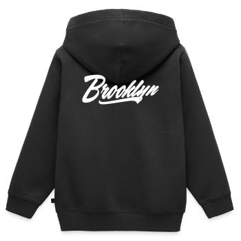 brooklyn shirt - Kinder Premium Organic Zip Hoodie - Schwarz - Hinten - AI Model Kid Male (0cm)