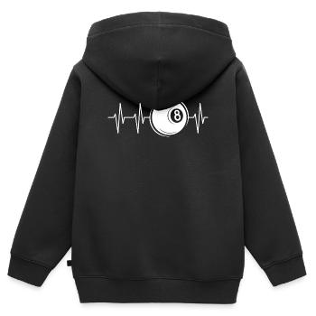 Heartbeat Billiards Pool 8 Ball Ball Pulse Symbol - Kids Premium Organic Zip-up Hoodie - black - Back - AI Model Kid Male (0cm)