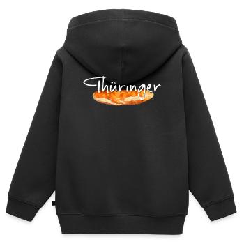 Thüringer Bratwurst - Kinder Premium Organic Zip Hoodie - Schwarz - Hinten - AI Model Kid Male (0cm)