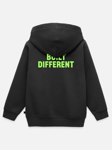 Built Different Neon Tee - Kinder Premium Organic Zip Hoodie - Schwarz