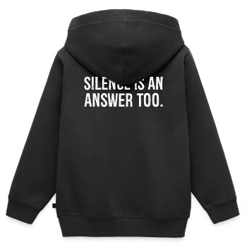 silence is an answer too - Kinder Premium Organic Zip Hoodie - Schwarz - Hinten - AI Model Kid Male (0cm)