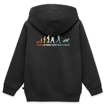 Evolution Schäferhund Besitzer - Kinder Premium Organic Zip Hoodie - Schwarz - Hinten - AI Model Kid Male (0cm)