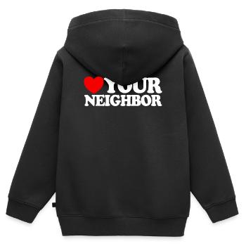 Nächstenliebe – Christlicher Glaube – Jesus - Kinder Premium Organic Zip Hoodie - Schwarz - Hinten - AI Model Kid Male (0cm)
