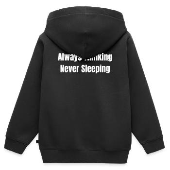 Immer Denken Nie Schlafen - Kinder Premium Organic Zip Hoodie - Schwarz - Hinten - AI Model Kid Male (0cm)