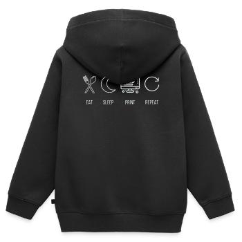 Eat, Sleep, Print, Repeat 3D Druck Maker - Kinder Premium Organic Zip Hoodie - Schwarz - Hinten - AI Model Kid Male (0cm)