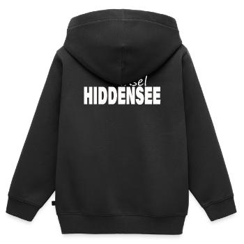 Insel HIDDENSEE - Kinder Premium Organic Zip Hoodie - Schwarz - Hinten - AI Model Kid Male (0cm)