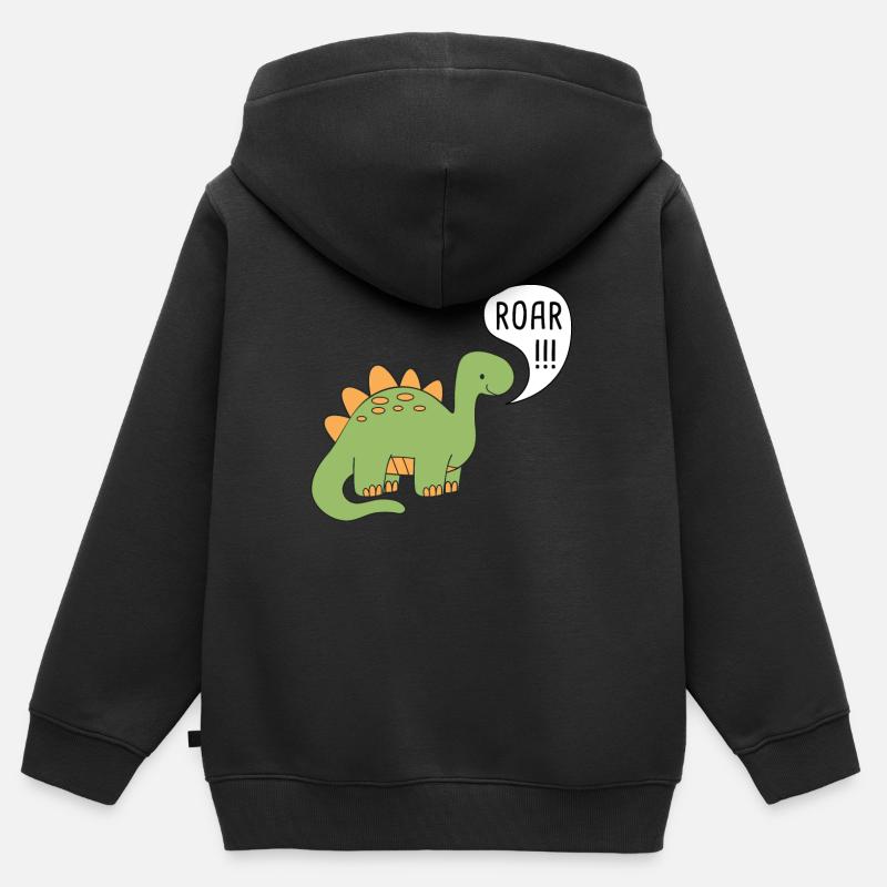 dinosaure enfant - Sweat Premium à capuche zippé enfant bio - noir