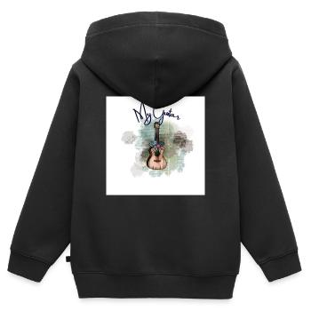 my guitar - Sweat Premium à capuche zippé enfant bio - noir - Dos - AI Model Kid Male (0cm)