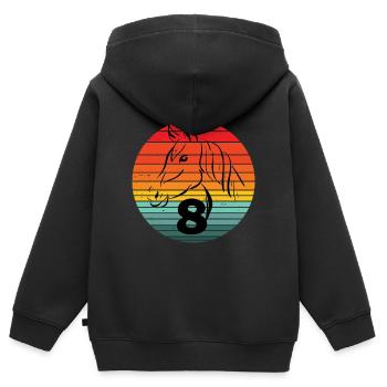 Horses Birthday 8 Riding Girls - Kids Premium Organic Zip-up Hoodie - black - Back - AI Model Kid Male (0cm)