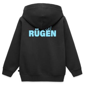 INSEL RÜGEN - Kinder Premium Organic Zip Hoodie - Schwarz - Hinten - AI Model Kid Male (0cm)