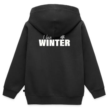 I LOVE WINTER - Kinder Premium Organic Zip Hoodie - Schwarz - Hinten - AI Model Kid Male (0cm)
