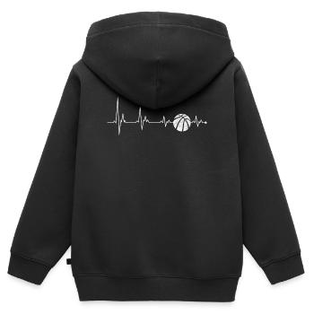 Heartbeat Pulse mit Basketball - Kinder Premium Organic Zip Hoodie - Schwarz - Hinten - AI Model Kid Male (0cm)