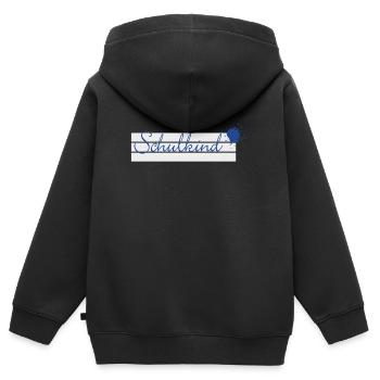 Schulkind - Tintenklecks blau auf Schreiblinien - Kinder Premium Organic Zip Hoodie - Schwarz - Hinten - AI Model Kid Male (0cm)